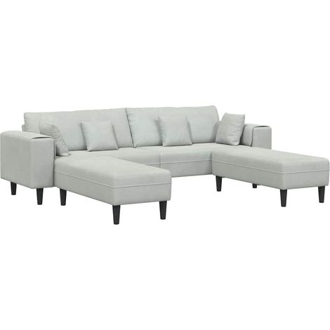 Velvet Sofa with Cushion 3 pcs Light Grey 208 cm Velvet vidaXL