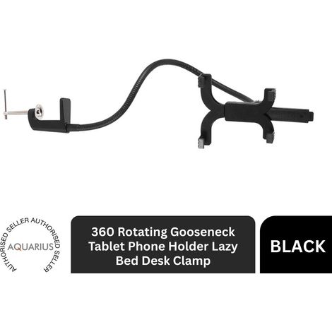 Aquarius 360 Rotating Gooseneck Tablet Phone Holder Lazy Bed Desk Clamp - Black (1/5)