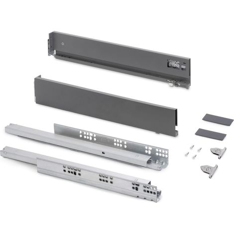 Emuca Aussenschublade Vertex mit 3D-Regelung, Höhe 83mm, 40Kg, Tiefe 500mm, Stahl, Anthrazitgrau (1/5)