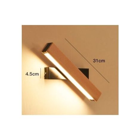 RHG Applique Murale LED, 6W luminaire mural interieur en bois 360° Rotatif,  Blanc froid Lampe de Mur pour Chambre, Salon, Bureau, Couloir,Dia 31CM [Classe énergétique E]（le noir）