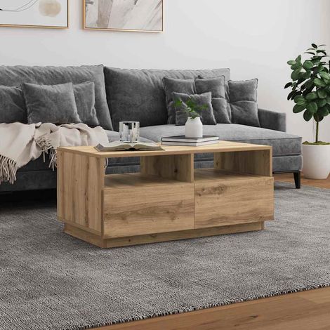 Coffee Table with LED Lights Artisan Oak 90x49x40 cm vidaXL (1/5)