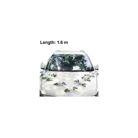 Ensemble de décoration florale DIY pour voiture de mariage, comprenant une couronne en organza de soie et un nœud papillon, avec un ours en peluche pour poignée de porte. Accessoires pour fêtes et évé (1/5)
