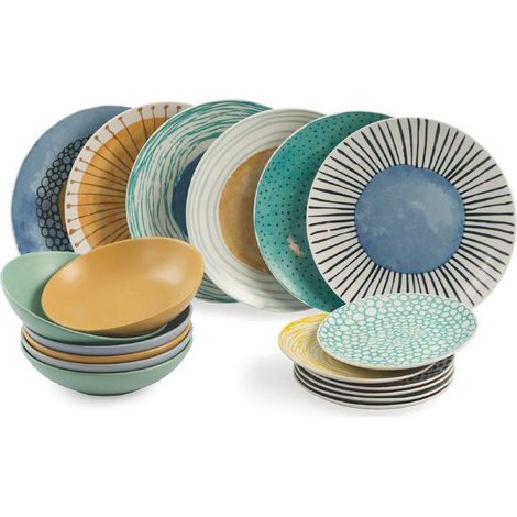 Service de table 18 pièces, porcelaine + grès (1/5)