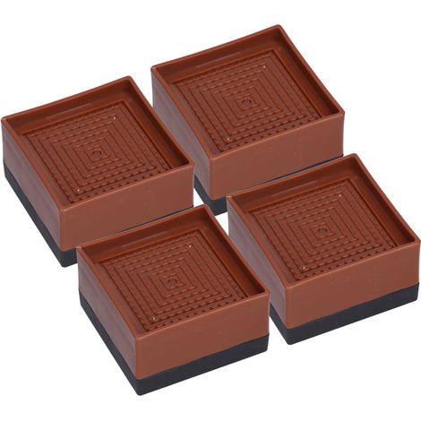 Universeller quadratischer Bettsockel für Möbel, Betten, Kühlschränke, Waschmaschinen, Tische, Sofas, Couchtische (JD-026 braun komplett, 1 Stück, tatsächliche Erhöhung 4 cm, wird im 4er-Set verkauft) (1/5)