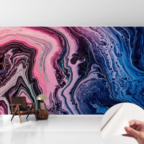 Selbstklebend Tapete - Wandgestaltung - Tapete Wohnzimmer - Flur Eingangsbereich Farbenfrohe Wirbel 416x254 cm (1/5)