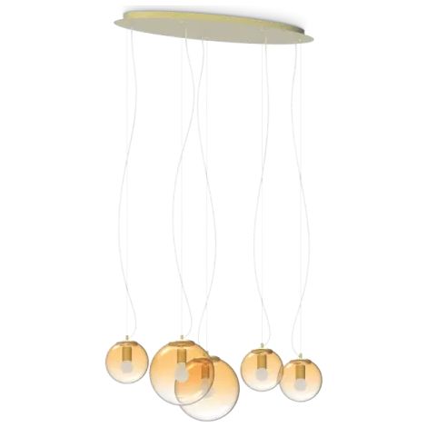 MAPA CLEAR LAMPADARIO SOSPESO IN VETRO AMBRA SFUMATO 5 LUCI ATTACCO E27
