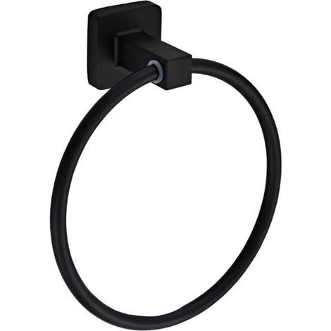 Handtuchring, 15,7 cm, mattschwarz, runder Wandhandtuchringhalter aus Edelstahl für Küche und Bad (1/4)