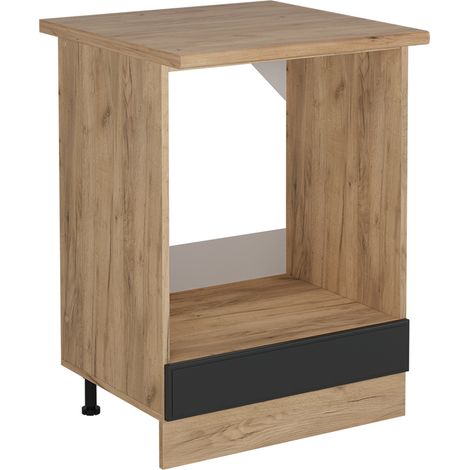 Herdumbauschrank R-Line, Anthrazit Landhaus, 60 cm , AP Eiche, Vicco