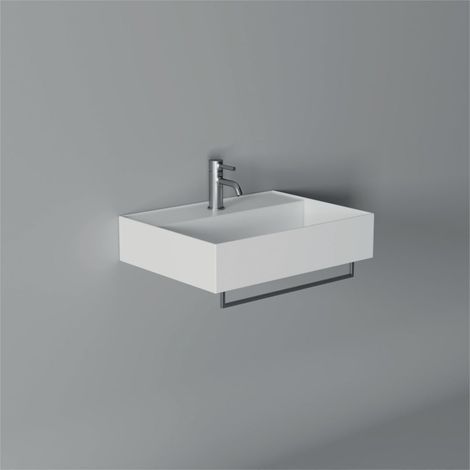 Lavabo Hide sospeso cm. 60x45 rettangolare in ceramica bianco di