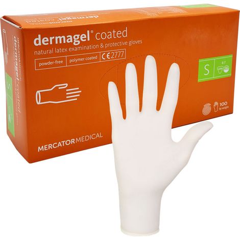 Gants en latex enduits de Dermagel S Mercator, 100 pièces (1/5)