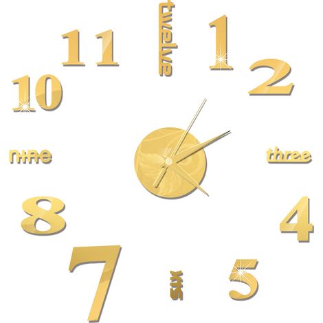 Horloge murale DIY sans cadre en miroir EVA 60cm silencieuse adhésive décoration salon (1/5)