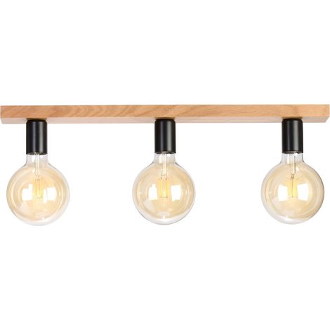 Lampada da soffitto in legno a soppalco, tripla striscia, ROVERE