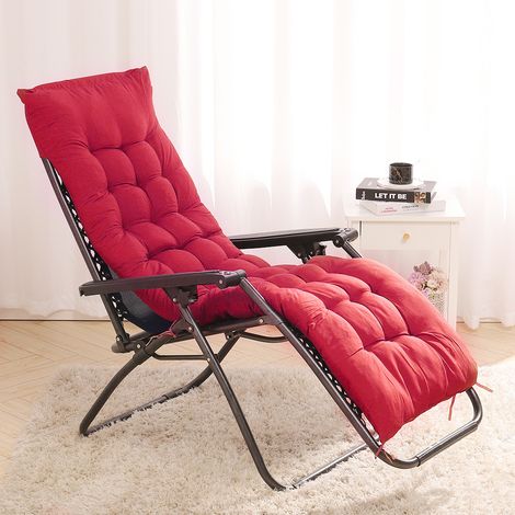 Sun Lounger Cushion Pad Garden In/Outdoor Recliner Chair Seat Pads,Red
