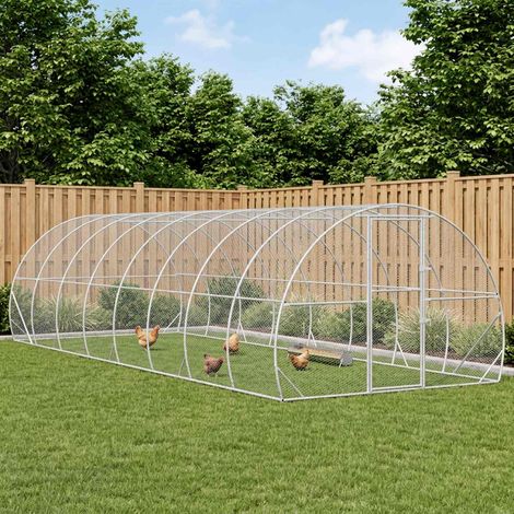 vidaXL Poulailler Argenté 800 x 300 x 200 cm Acier galvanisé (1/5)