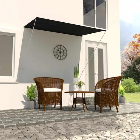 Auvent rétractable 200x150 cm – Store extérieur manuel pour fenêtre, terrasse, balcon – Toile polyester anthracite résistante UV et eau, cadre en acier réglable (1/5)