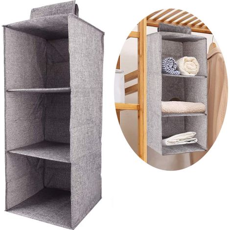 Organizador de almacenamiento colgante, estante plegable para armario, organizador de armario con 5 compartimentos amplios, conjunto de sistema de almacenamiento (1/4)