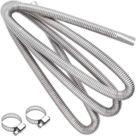Pair Flexible Pour Echappement 300 cm,Voiture Tuyau d'Echappement, Tuyau d'Échappement de Chauffage de Voiture, Tuyau d'Évent de Gaz Diesel Avec Deux Pinces En Acier Inoxydable (1/5)
