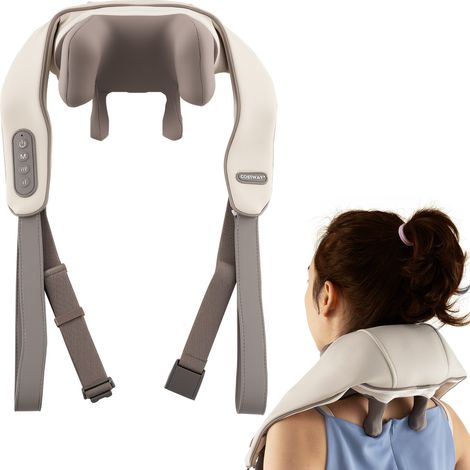 COSTWAY Neck Shoulder Massager 4D Deep Tissue Shiatsu Massage Machine Beige