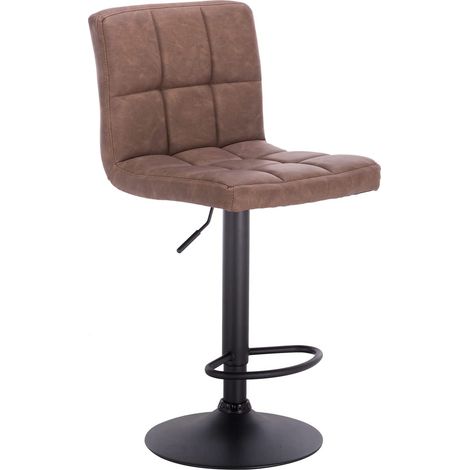 Woltu – Tabouret de bar réglable en similicuir marron foncé – Hauteur d'assise 60-82 cm – Cadre en métal robuste – Repose-pieds ergonomique (1/4)