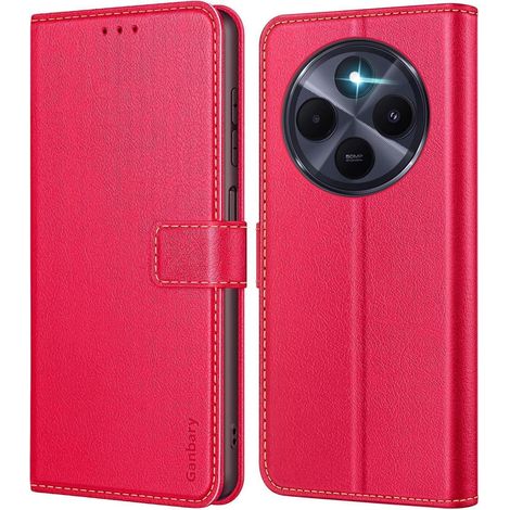 Handyhülle Leder Kartenfach Magnet Standfunktion Xiaomi Redmi 14C Rot (1/5)
