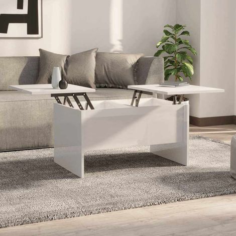 vidaXL Mesa de centro madera de ingeniería blanco brillo 80x50x42,5 cm (1/5)