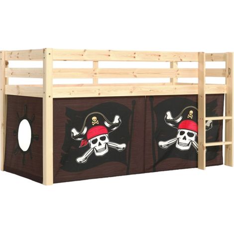 Lit Enfant Surélevé "Pino Caribian Pirates" 90x200cm Naturel (1/2)