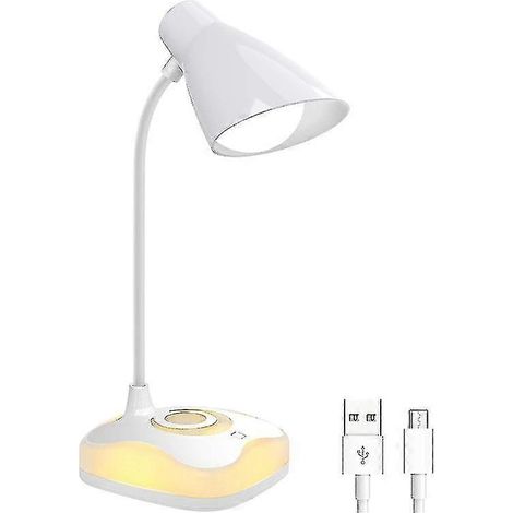 Lámpara de escritorio, lámparas de escritorio recargables por USB, cuello flexible, protección ocular, 3 niveles de brillo con control táctil, lámpara de mesa para escribir, leer. (1/3)