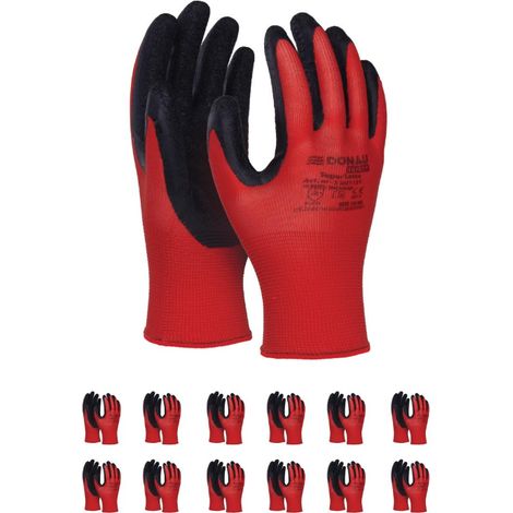 12 Paires Gants Travail Latex Rouge Montage Mecanique (1/5)
