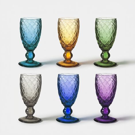 Set 6 calici in vetro decorato Diamond (1/2)