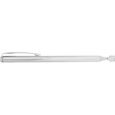 Stylo magnétique télescopique en acier inoxydable 2lb avec clip argenté - Outil de ramassage d'objets métalliques