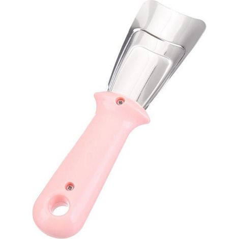 1 Stück Edelstahl-Enteisungswerkzeug, tragbar, praktisch, Kühlschrank-Enteisungsschaufel, Gefrierschrank-Eiskratzer, Küchenreinigungsgerät, Pink Silber (1/4)
