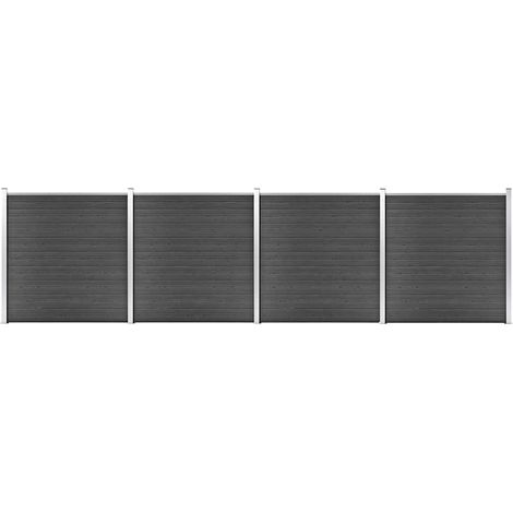 vidaXL Ensemble de panneau de clôture WPC 699x186 cm Noir (1/5)