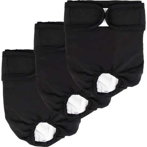 Lot de 3 couches noires réutilisables pour chiens mâles et femelles, taille L (1/5)