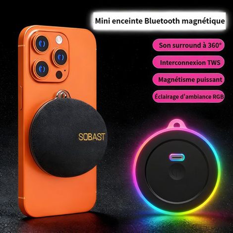 KLVGTIFS PU - Mini enceinte Bluetooth portable Active - Basses puissantes - 8 heures d'autonomie - Idéale pour la chambre et le vélo - Noire (1/5)