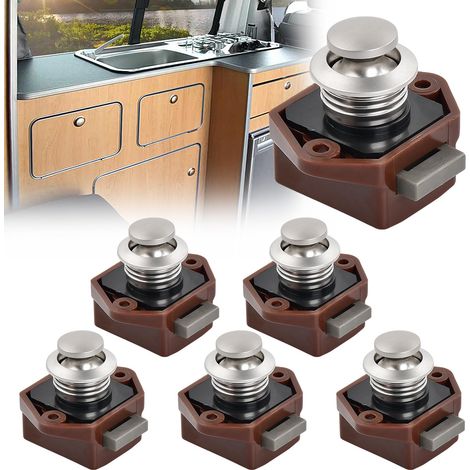 6 Pièces Verrou Bouton Poussoir Placard Caravane (1/5)