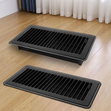 Set mit 2 Bodenlüftungsgittern, 10 x 25 cm, Metallgitter, leicht verstellbar, für den Hausgebrauch, schwarz
