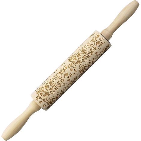 Rouleau à pâtisserie de Noël en bois massif, rouleau à pâtisserie pour la maison-35X4.1CM (1/3)
