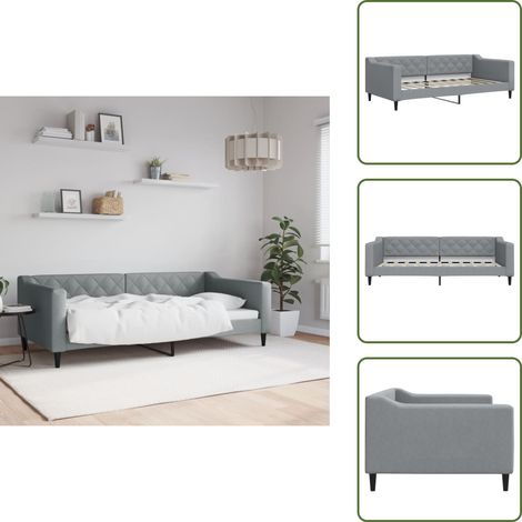 Letto 2 in 1 - vidaXL Letto da Giorno Grigio Chiaro 90x190 cm in Tessuto - Letto moderno