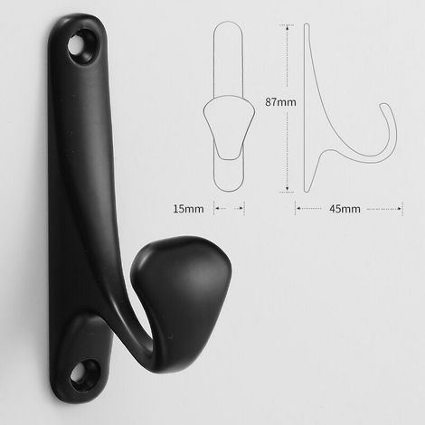 ganchos de pared de aleación de aluminio negro mate, ganchos atornillables para abrigos, chaquetas y accesorios, diseño minimalista. (1/2)