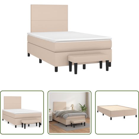 vidaXL Sommier à lattes de lit matelas cappuccino 120x190cm similicuir (1/5)