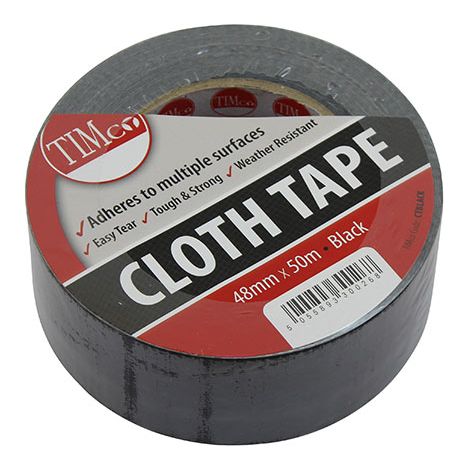 TIMCO Cloth Tape Black - 50m x 48mm