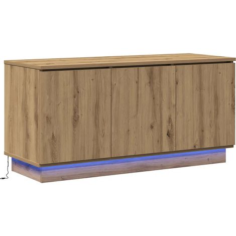 Mobile TV rettangolare moderno con illuminazione LED 100 x 38 x 49 cm in legno ingegnerizzato rovere artigianale 020052207
