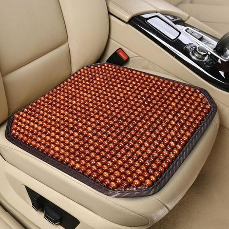 Coussin de siège avec billes de bois pour voitures/fourgonnettes/taxis (45 x 45 cm), housse de fauteuil de massage avec billes rafraîchissantes, protection de siège pour voiture, maison et bureau (1/4)