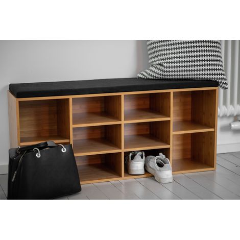 WENKO Schuhbank mit Sitzpolster Loft, für bis zu 10 Paar Schuhe, Braun, MDF braun, Polyester schwarz (1/5)