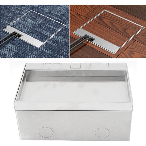 Boîtier de prise de courant encastré dissimulé en acier inoxydable à trois prises de courant standard britanniques, 4 kW, 250 V CA, avec couvercle rabattable. (1/5)