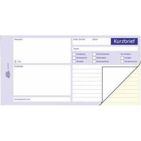 Kurzbrief 1/3 DIN A4 selbstdurchschreibend 1 Durchschlag 2 x 40 Bl. (1/5)