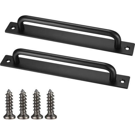Lot de 2 boutons de porte de grange, noirs, robustes avec vis, en aluminium, pour armoires, meubles de cuisine et chambre (1/5)
