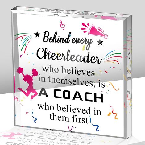 Cadeau pour entraîneur de cheerleading, panneau en acrylique, cadeau de remerciement pour entraîneur de cheerleading, souvenir, décoration de table de bureau, merci pour anniversaire, retraite et grad (1/5)