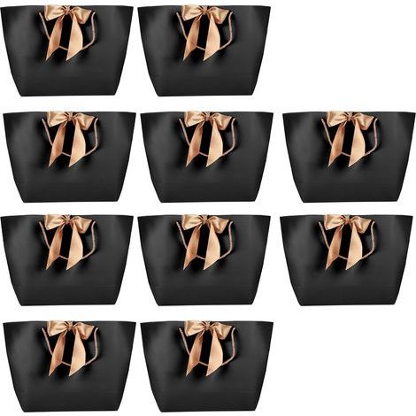 Sacchetti regalo souvenir in carta nera, 10 pezzi, confezione per boutique di cosmetici e abbigliamento con manico dorato 1 (1/5)