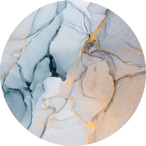 Papier peint intissé auto-adhésif rond Thème Pierre aquarelle - 70 x 70 cm (1/5)